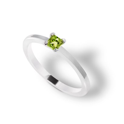 Sterling Silver Green Crystal Stacking Ring